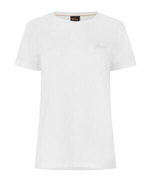 HUGO BOSS Orange Women's Script Logo T-Shirt in Natural White